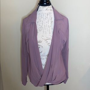 Naked zebra purple open front wrap top